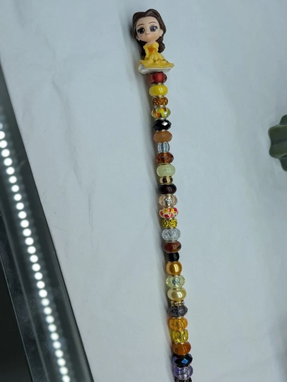 Hand Made Beaded Fairy Wand/Plant/Garden Stake W/Belle Topper